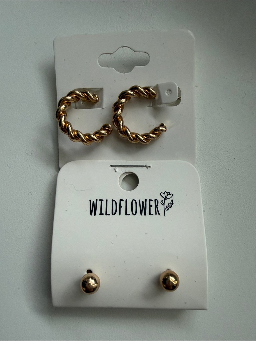Wildflowers Gold Twisted Hoop and Ball Stud Earring Duo